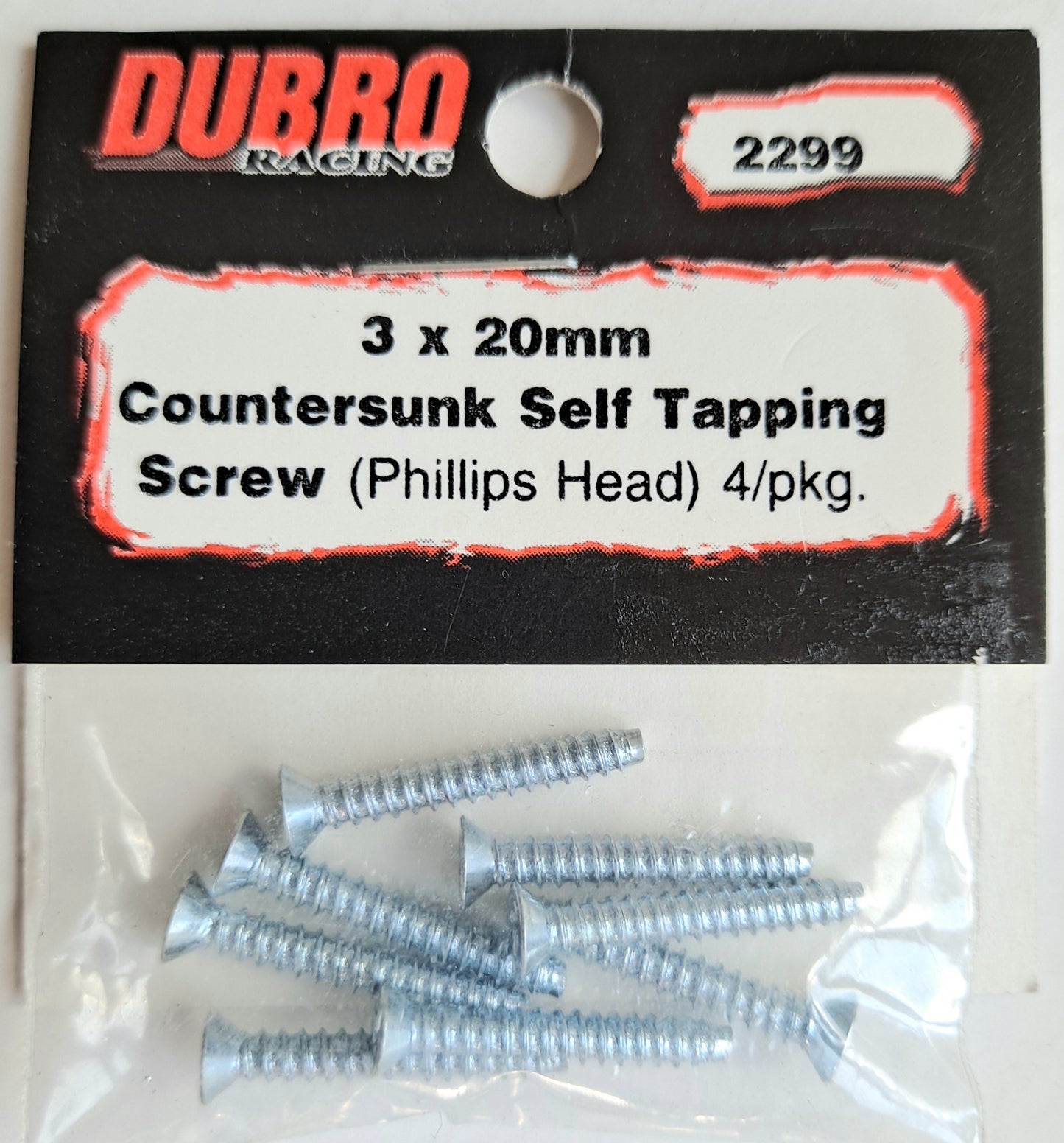 Du-Bro 3 x 20mm Countersunk Self Tapping Screw Phillips Head (8 pcs) #2299