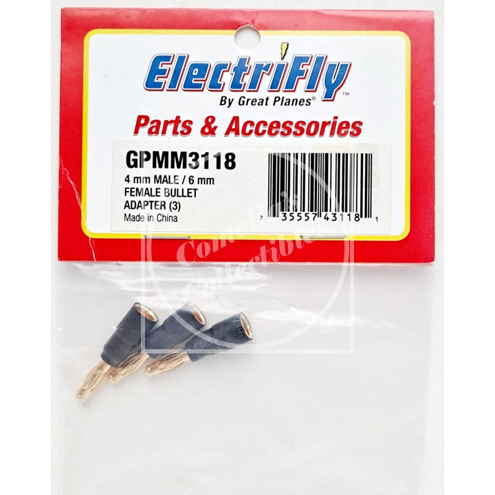 Electrifly GPMM3118 4mm Male / 6mm Female Bullet Adapter (3 pcs)