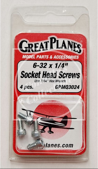 Packaged socket head screws with 'Great Planes' branding on a white background
