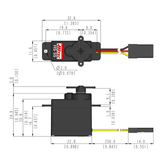 Hitec HS-55 8g Coreless Nylon Gear Analog Micro Servo #31055S