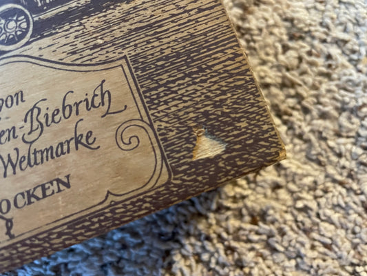 Vintage German Wine Box Filled with Vintage Thread