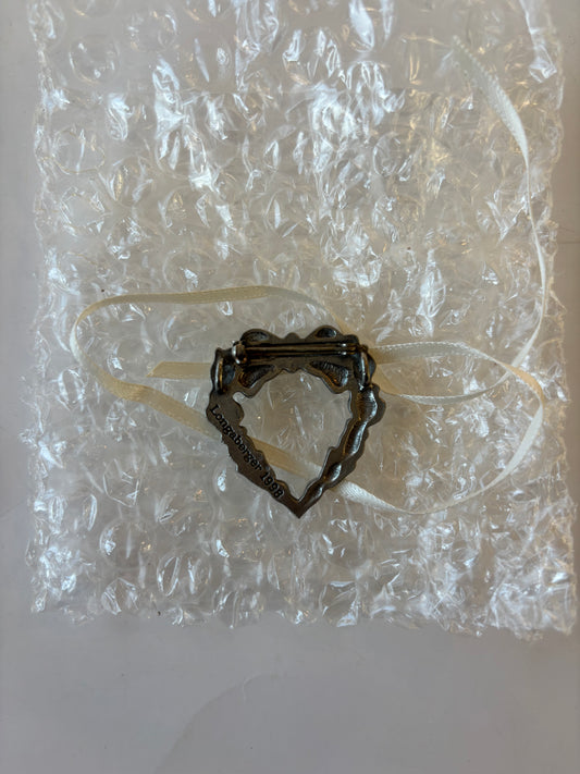Longaberger Pewter Heart Tie On/Pin - NIB #72761