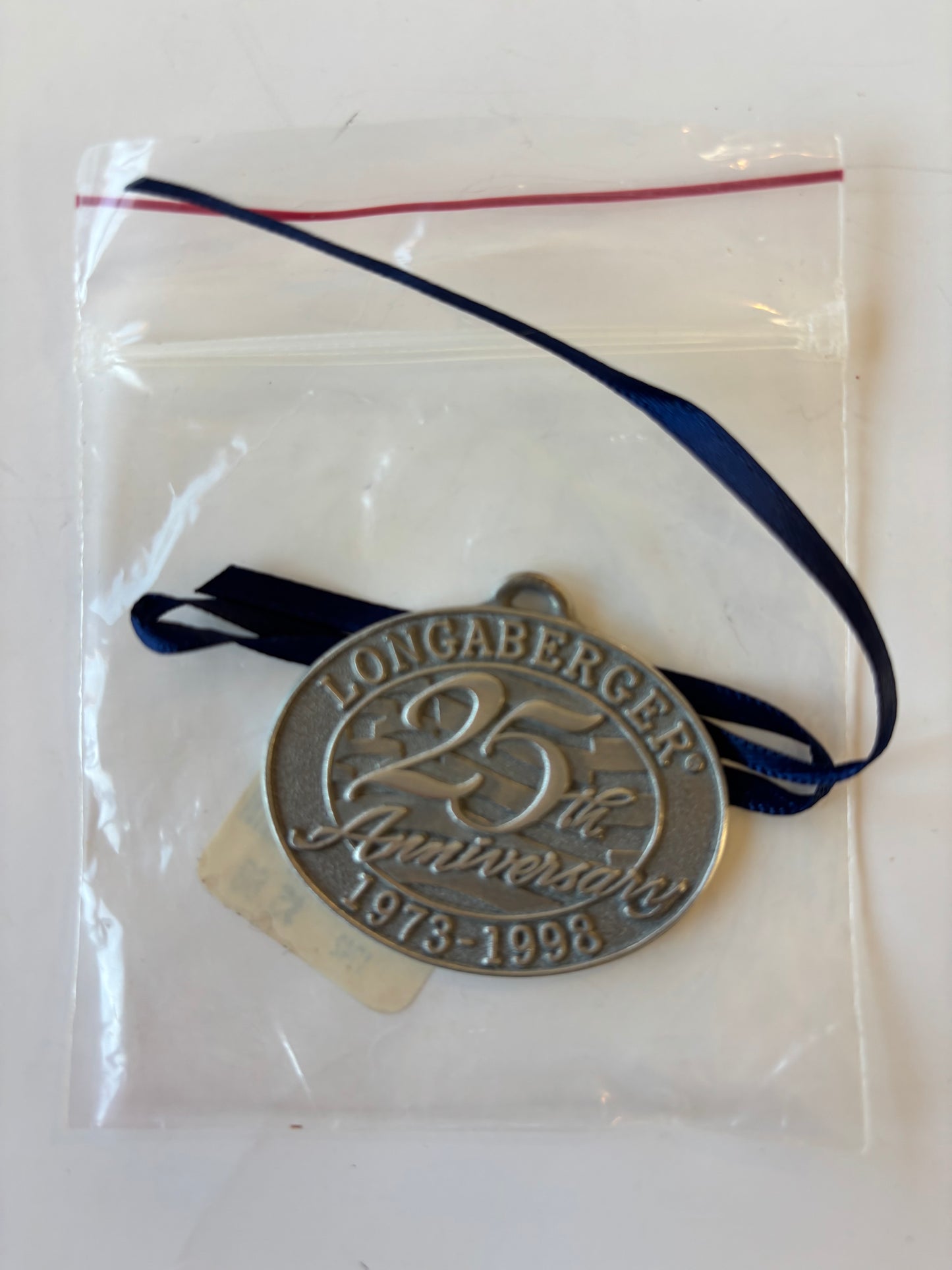 Longaberger 25th Anniversary Pewter Basket Tie On - NIB