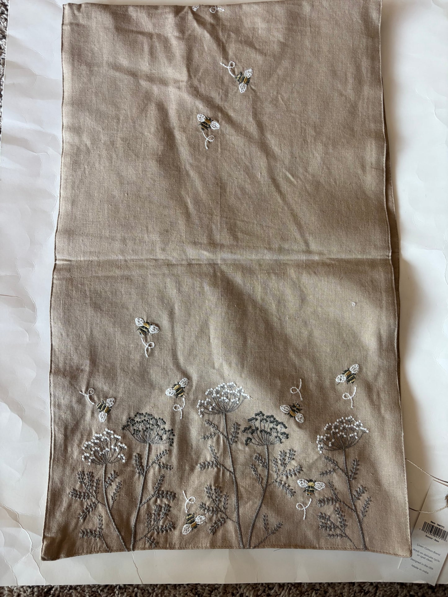 Bumble Bee and Flowers Table Runner 52" x 15" - NWT