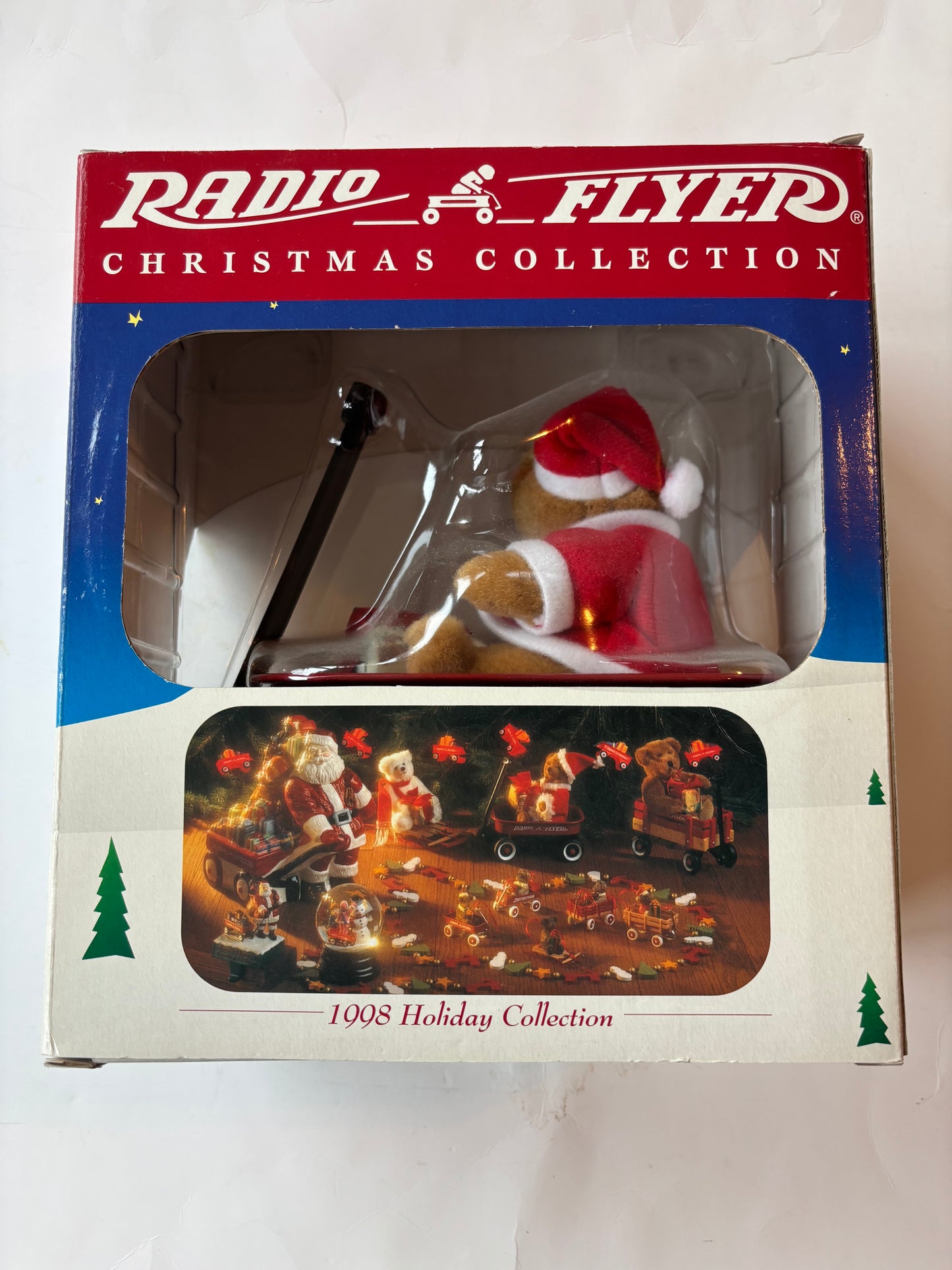 Vintage 1998 Radio Flyer Christmas Collection Tabletop Ornament (Bear in Wagon) - NIB