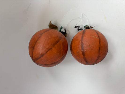 Paper Mache Jack O'Lantern Ornaments (set of 2)
