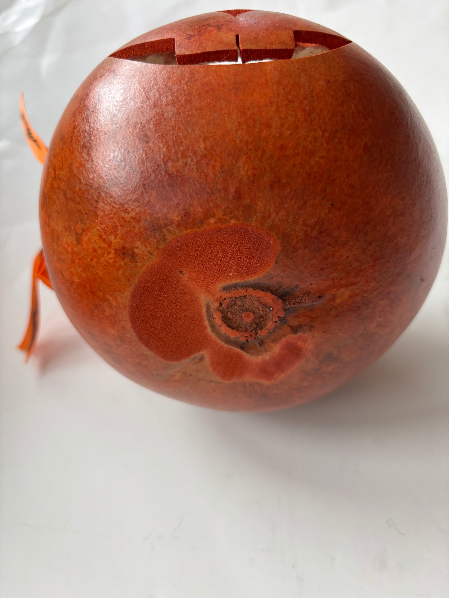 Gourd Jack O'Lantern Basket w/Wire and Wood Handle