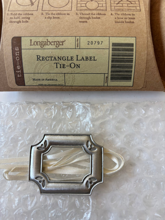 Longaberger Rectangle Label Basket Tie On - NIB #20797