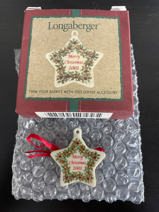 Longaberger 2001 Merry Christmas Basket Tie On - #30438 - NIB