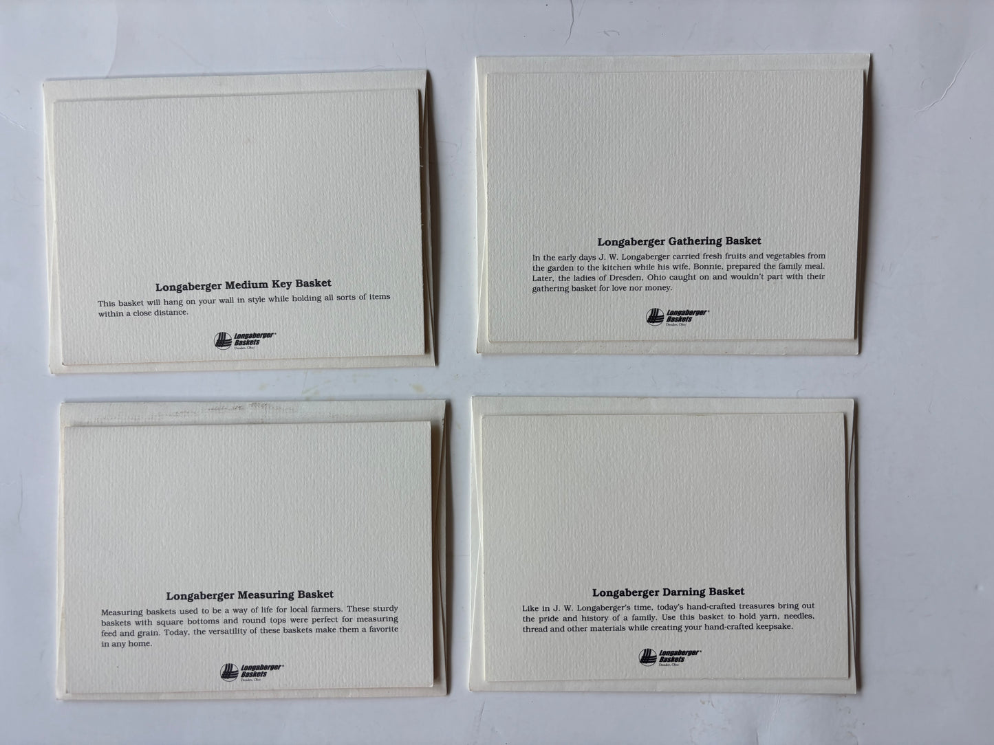 Longaberger Notecards - Set of 4 w/envelopes