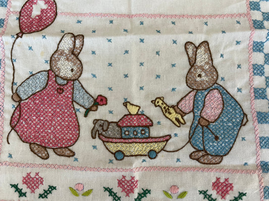 Vintage Hand Stitched Rabbit Decoration