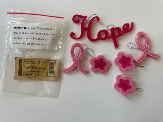 Longaberger Tie On - Pink Ribbons - NIB - #24164