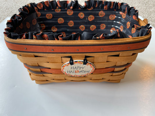 Longaberger 1994 Boo Basket w/protector, liner and tie on