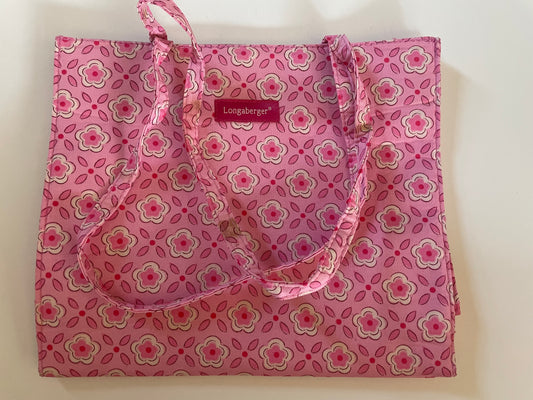 Longaberger Horizon of Hope Pink Fabric Small Lunch~Baby~Bingo Bag Tote