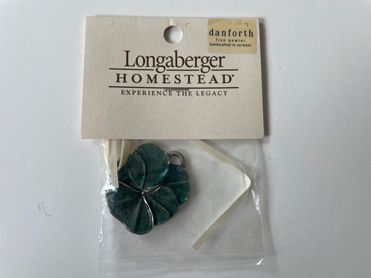 Longaberger Homestead Danforth Fine Pewter Blue/Green Pansy Basket Tie On - NIB