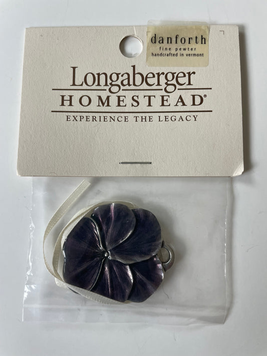 Longaberger Homestead Danforth Fine Pewter Purple Pansy Basket Tie On - NIB