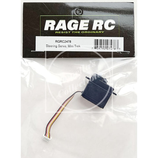 Steering servo with 'RAGE RC' packaging on a white background