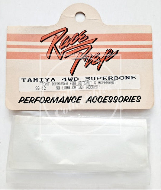 Package of Tamiya 4WD Superbone performance accessories with Race Prep branding.