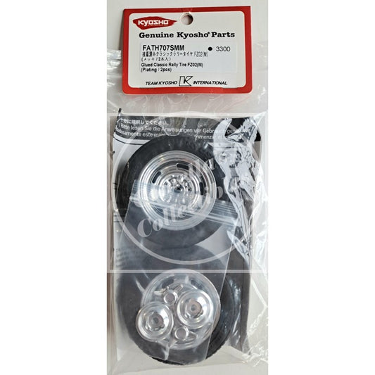 Kyosho Chrome Plated Wheels with Glued Classic Rally Tire (2 pcs) FATH707SMM