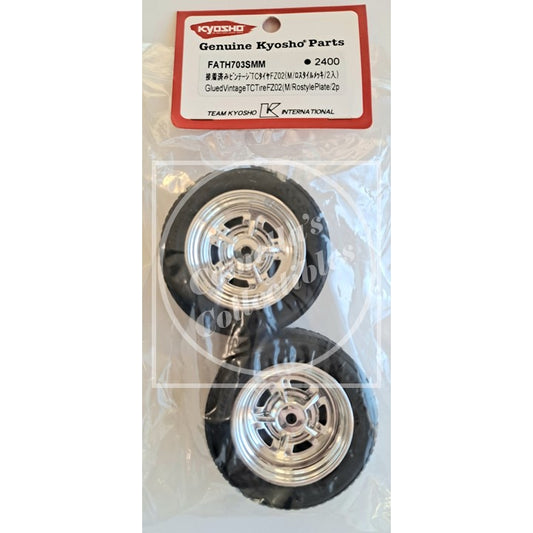 Kyosho Chrome Plated Rostyle Wheels w/ Glued TC Tire (2 pcs) FATH703SMM