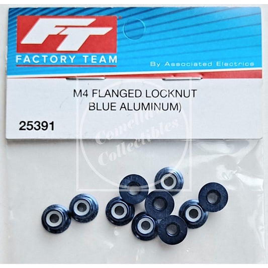 Factory Team Associated Blue Aluminum M4 Flanged Locknuts (10 pcs) #25391