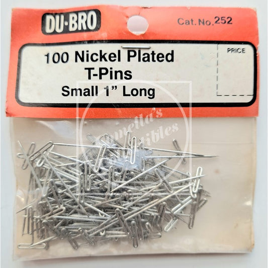 Du-Bro 1" Long Small Nickel Plated T-Pins (100 pcs) #252