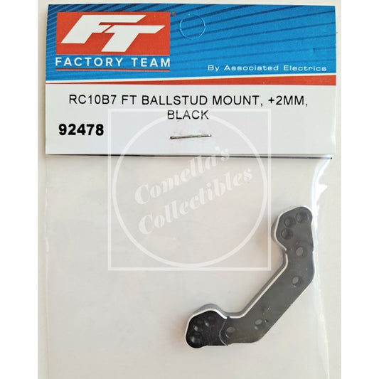 Factory Team Associated RC10B7 FT +2mm Black Alum Ballstud Mount #92478