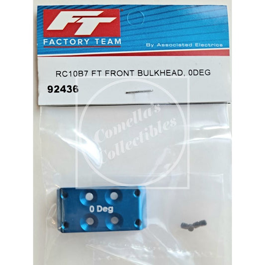 Factory Team Associated RC10B7 FT Blue Alum 0 deg. Front Bulkhead #92436