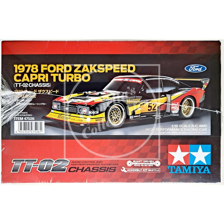 Tamiya 47526 RC 1/10 1978 Ford Zakspeed Capri 4WD Kit TT-02 with Motor & ESC