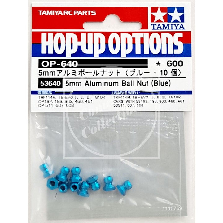 Tamiya 53640 5mm Aluminum Ball Nut (Blue) (10 pcs)
