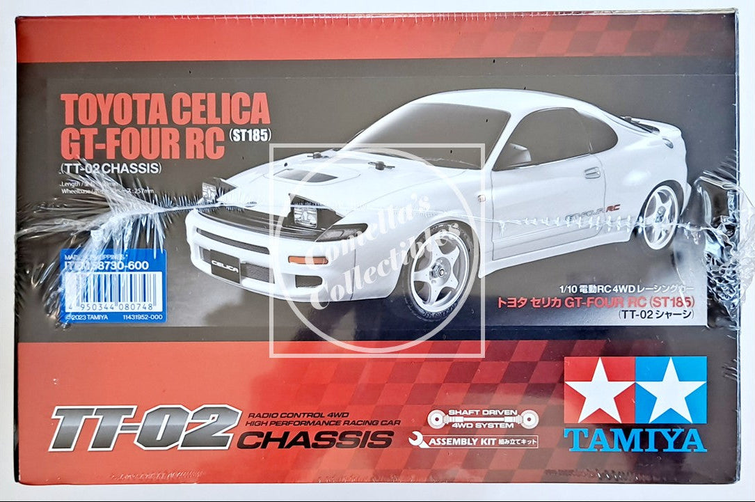 Toyota Celica GT-Four RC model car kit packaging with Tamiya branding