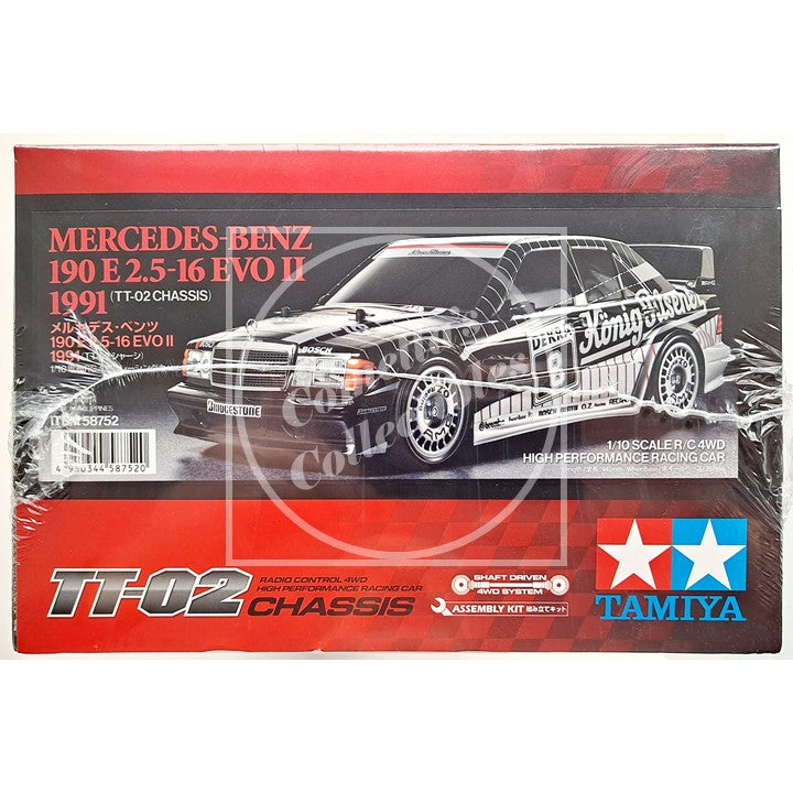 Tamiya 1/10 MB 190E 2.5-16 EVO II 1991 4WD Kit TT-02 Chassis Motor & ESC #58752