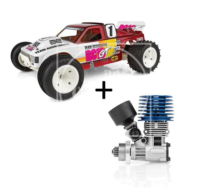 Model truck and engine on a white background