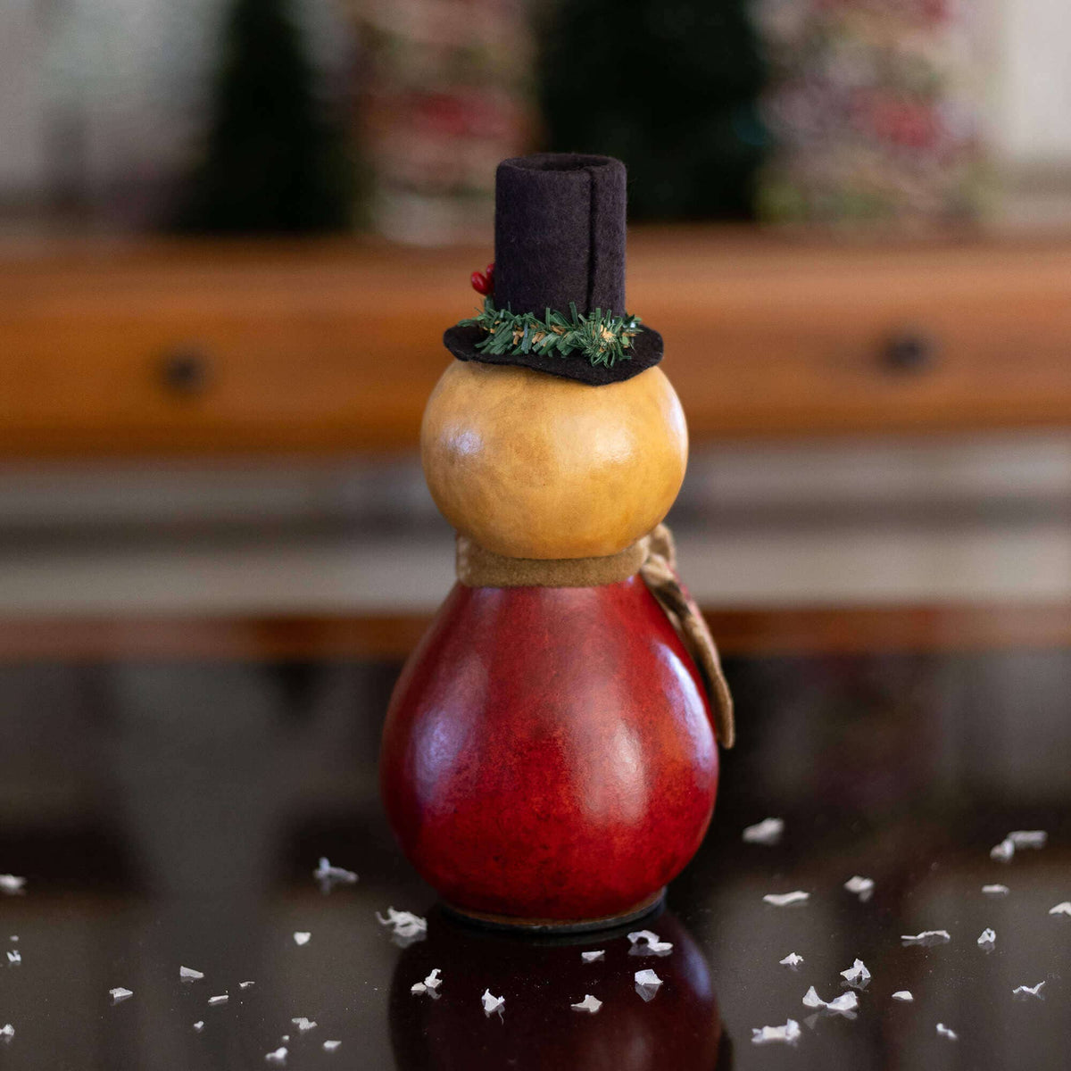 Hand-Crafted Snowman Gourd - Joel Miniature - Seasonal Decor