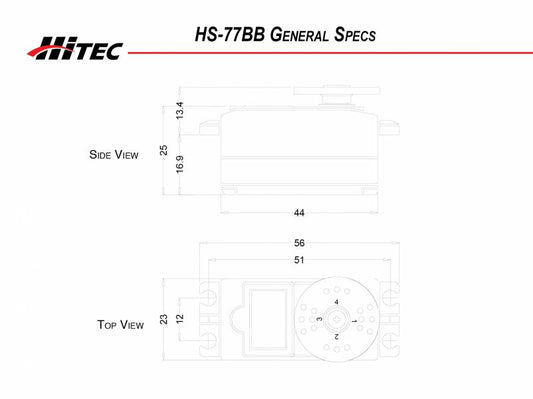 Hitec HS-77BB Low Profile Servo .34sec/114oz @ 6.0v #31077S
