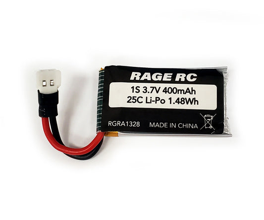 Rage RC 3.7V 400mAh 25C LiPo Battery; Super Cub MX, MX4, Warbirds RGRA1328
