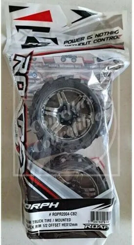 Roapex Morph 1/10 ST Tires, Chrome-Black Wheels, 1/2 Offset 12mm Hex (1 pair)