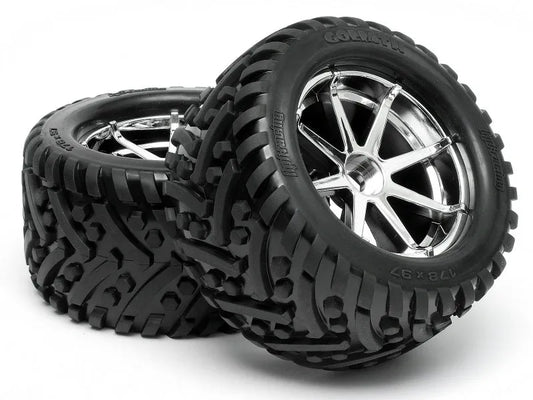 HPI Racing Mounted Goliath Tire & Blast Chrome Wheel (1 pr) 4727