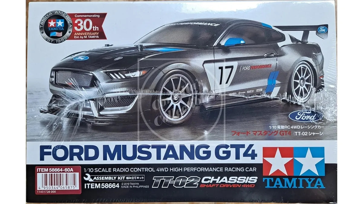 Tamiya 1/10 Ford Mustang GT4 4WD Race Kit TT-02 Chassis Motor and ESC #58664-60A