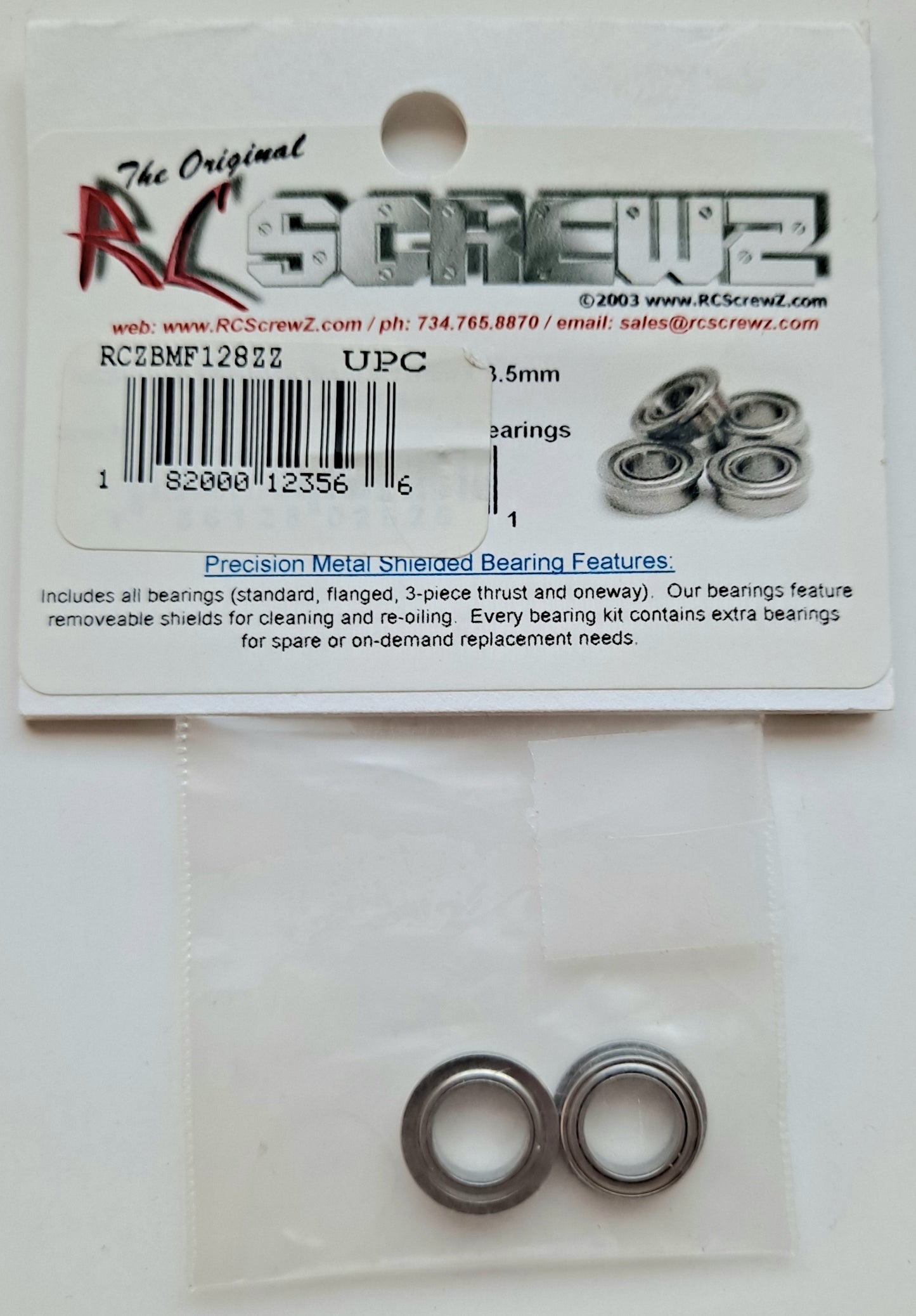 RCScrewZ 8 x 12 x 3.5mm Precision Flanged Bearings (2 pcs) RCZBMF128ZZ