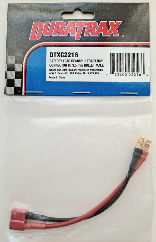 Duratrax Deans Ultra Plug Battery Lead to 3.5mm Bullet Male DTXC2216