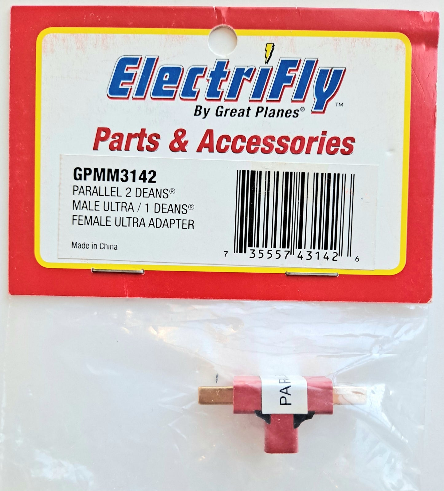 Electrifly Parallel 2 Deans Male Ultra to 1 Deans Female Ultra Adapter GPMM3142