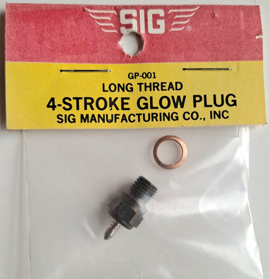 Vintage SIG Long Thread 4-Stroke Glow Plug and Copper Washer GP-001