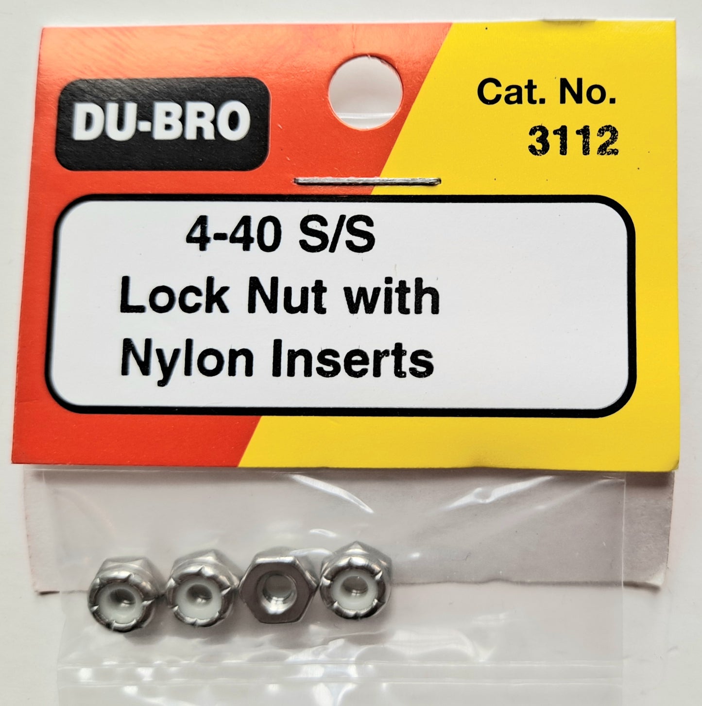 Du-Bro 4-40 Stainless Steel Lock Nut with Nylon Insert (4 pcs) #3112