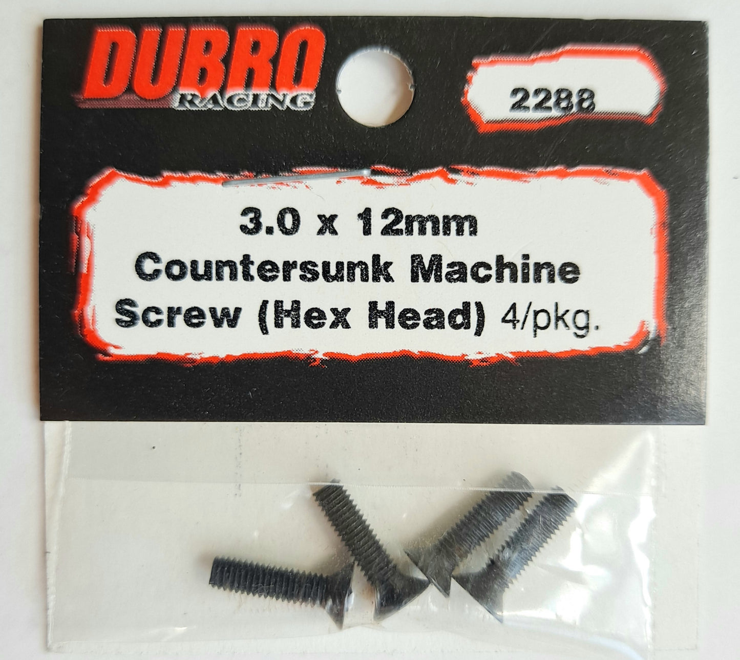 Du-Bro 3.0 x 12mm Countersunk Machine Screw Hex Head (4 pcs) #2288