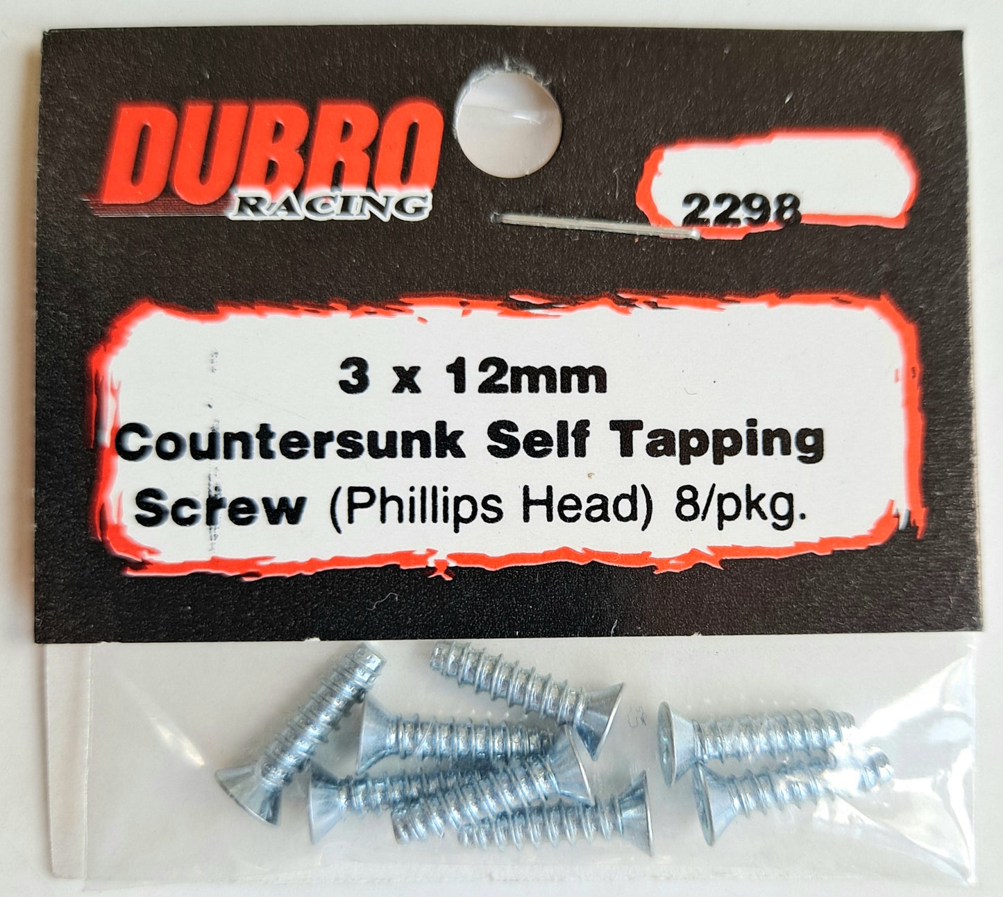 Du-Bro 3 x 12mm Countersunk Self Tapping Screw Phillips Head (8 pcs) #2298