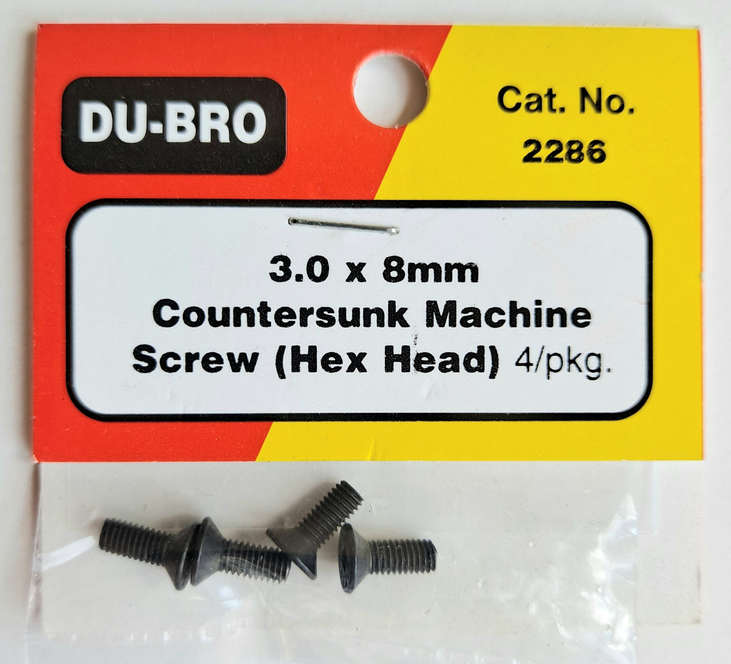 Du-Bro 3.0 x 8mm Countersunk Machine Screw Hex Head (4 pcs) #2286