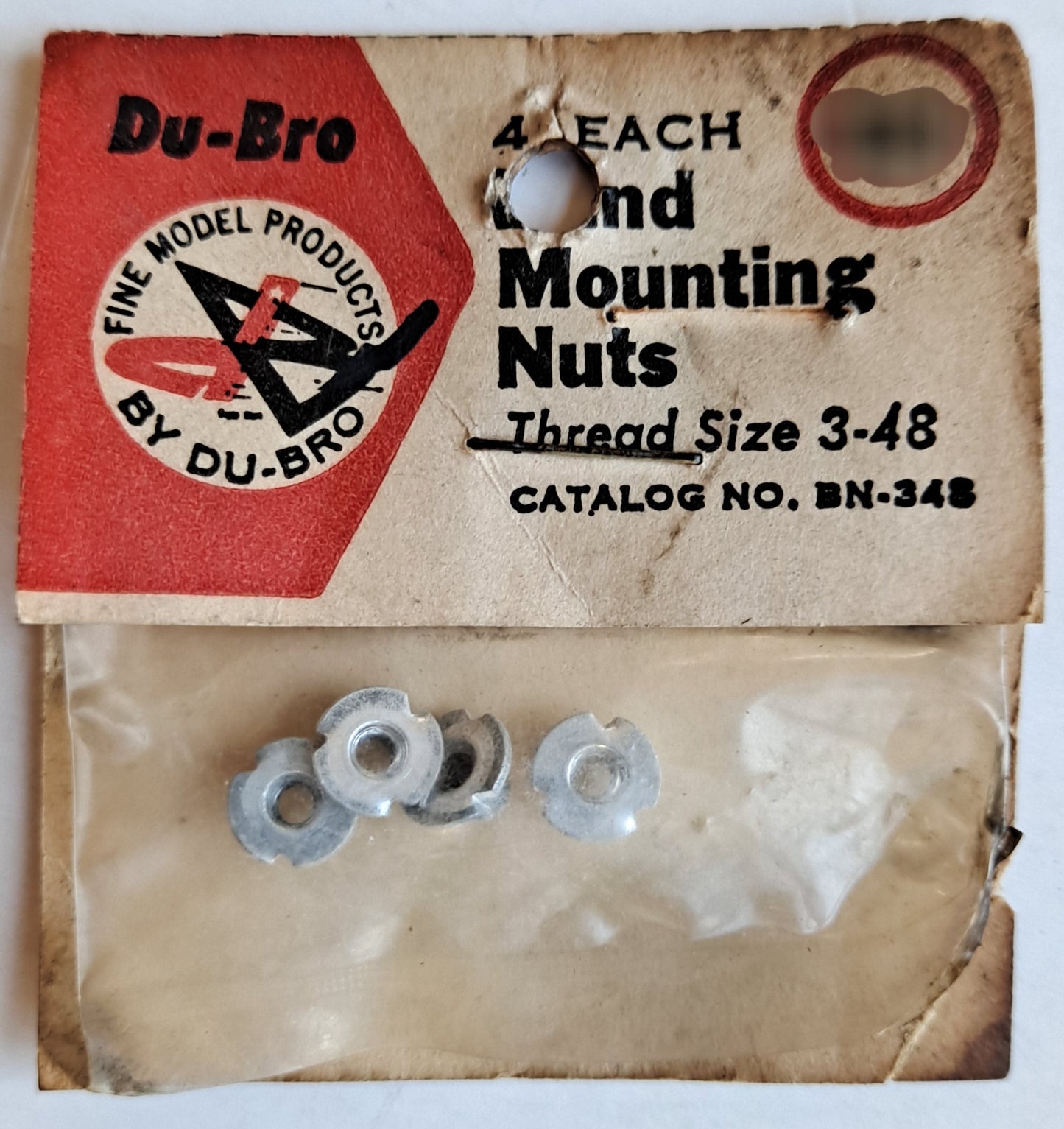 Vintage NOS Du-Bro 3-48 Blind Mounting Nuts (4 pcs) BN-348