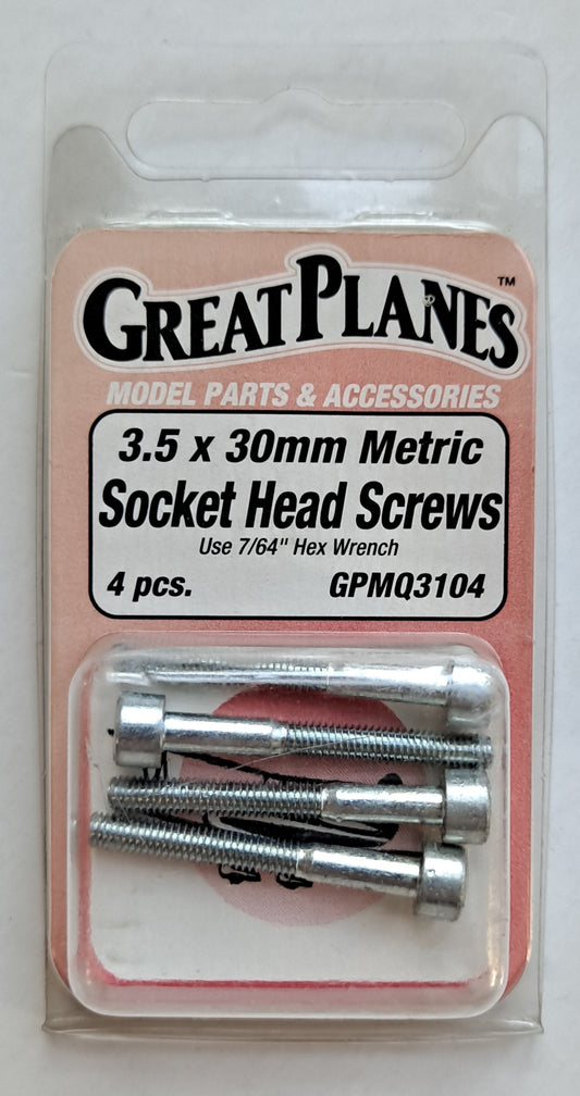 Great Planes 3.5 x 30mm Socket Head Screws (4 pc) GPMQ3104