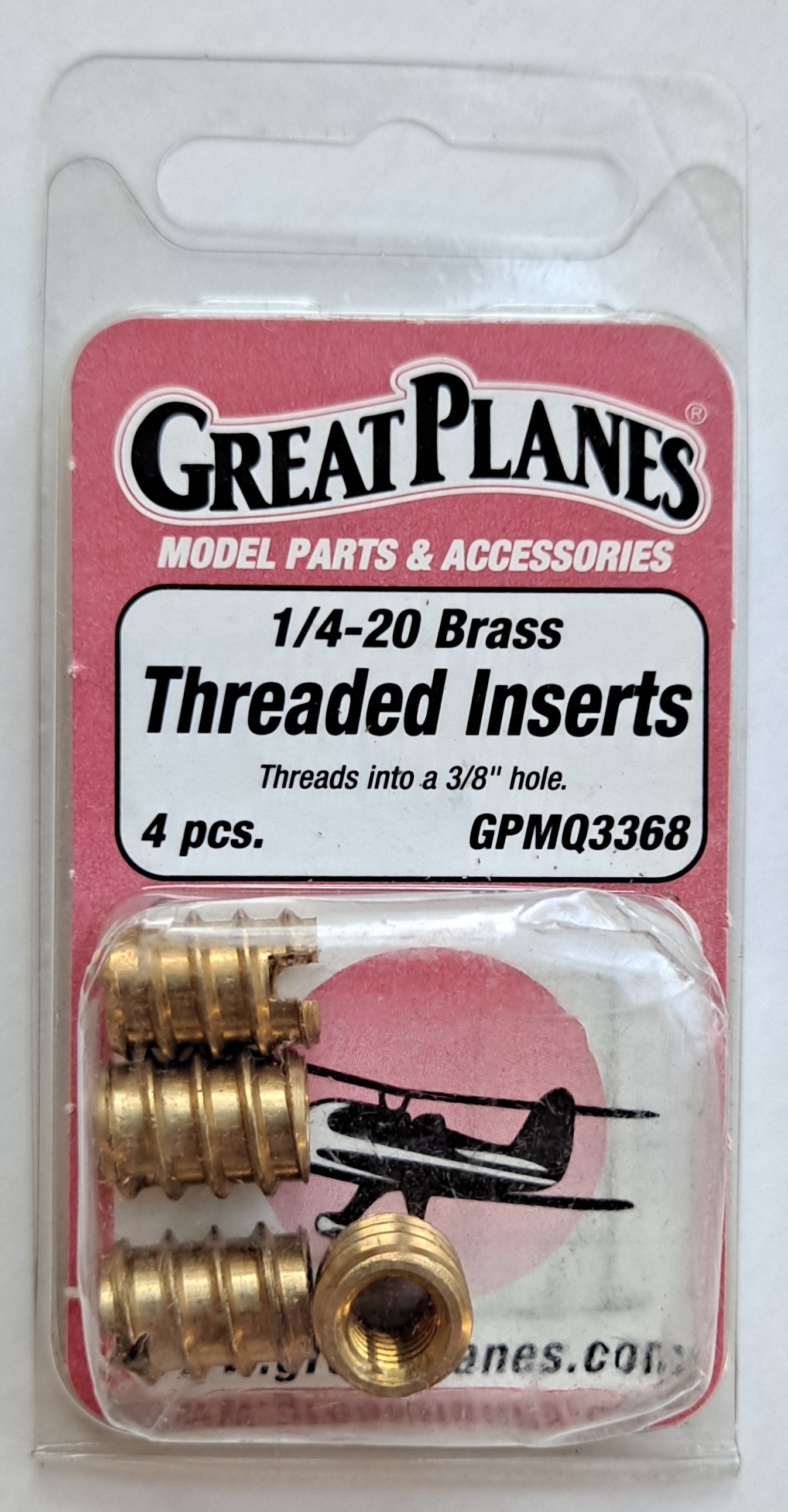 Great Planes 1/4-20 Brass Threaded Inserts (4 pc) GPMQ3368